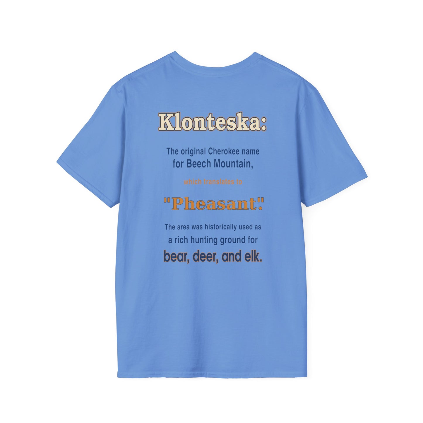 Klonteska: aka Beech Mountain NC to the Cherokee Indians T-Shirt — Pheasant Mountain Logo Tee