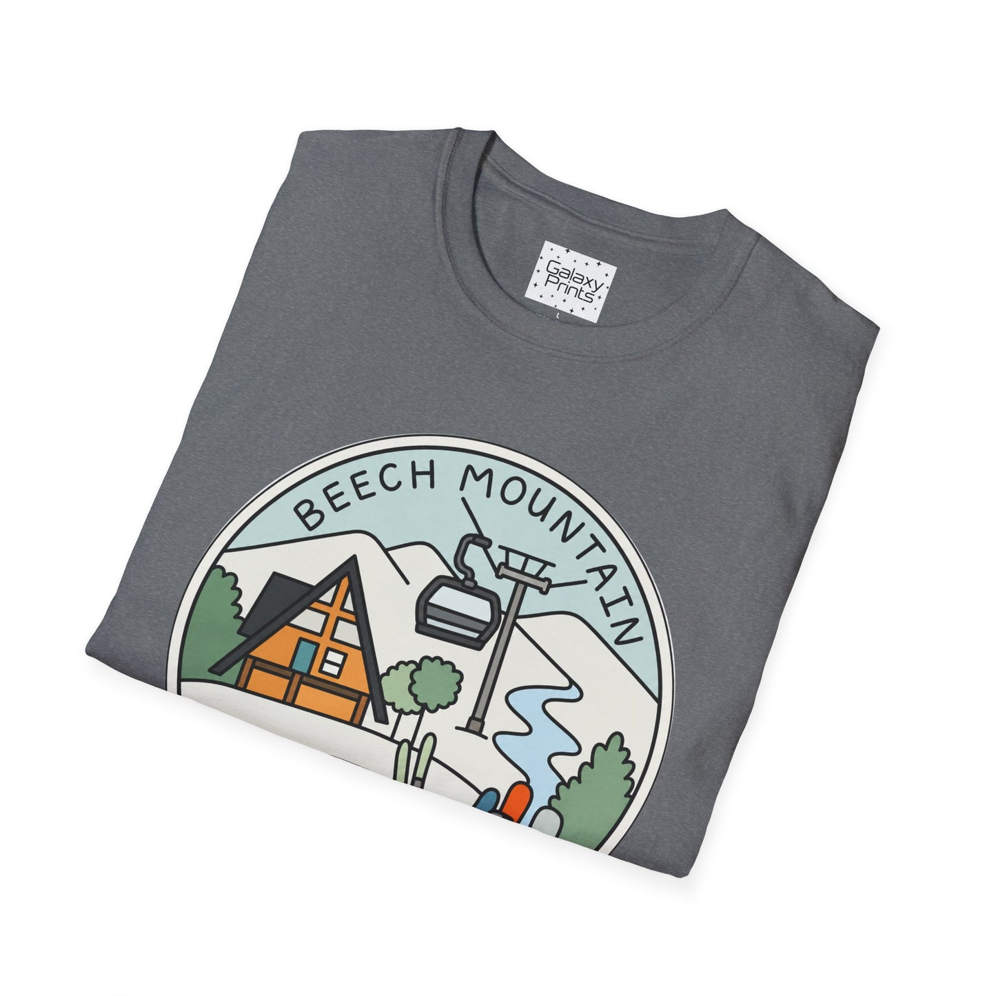 Beech Mountain NC Ski Lift Cartoon T-Shirt — Mountain Cabin & River Outdoor Cartoon Graphic Tee