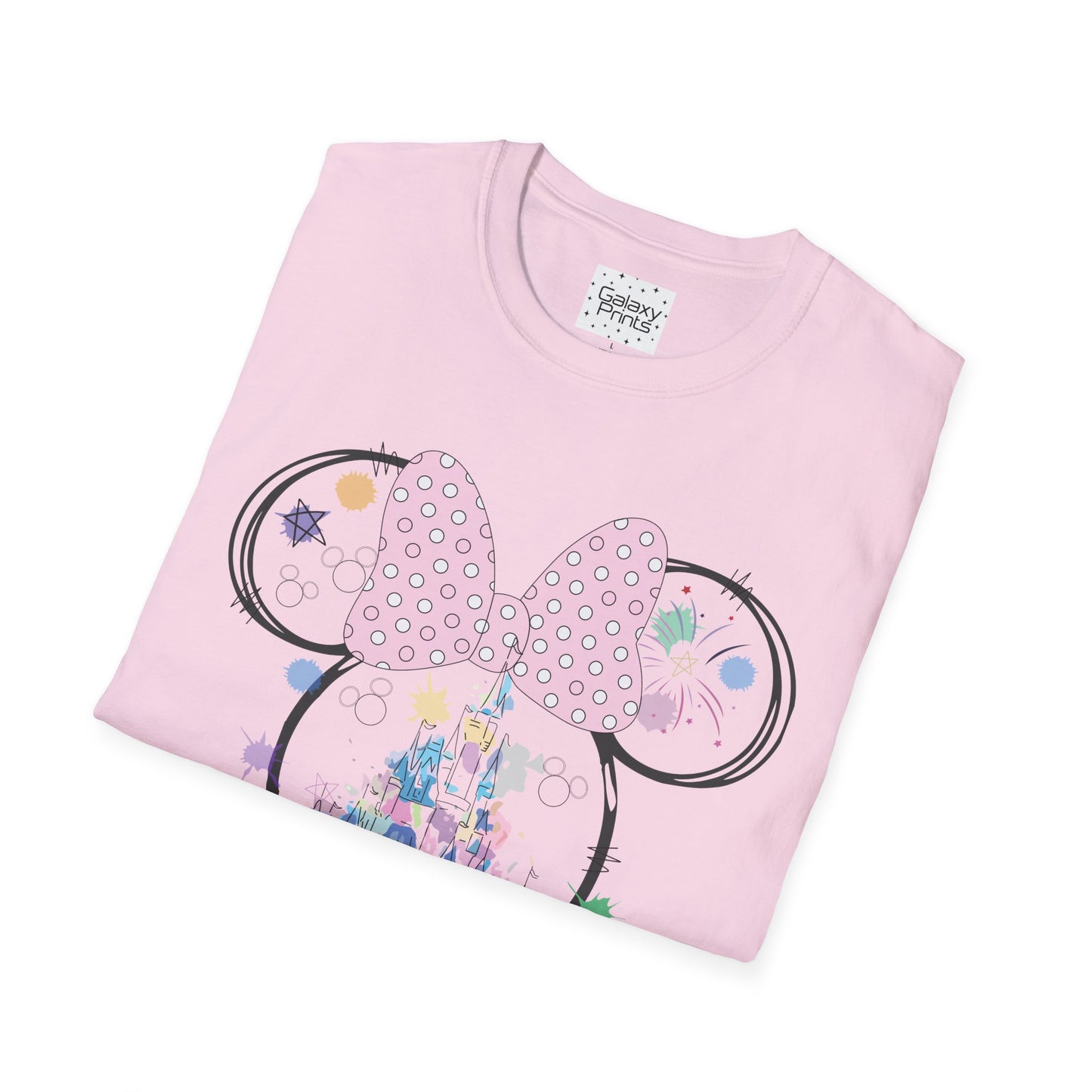 Unisex T-Shirt - DISNEY Inspired - 'Minnie Bow with Pink Castle'