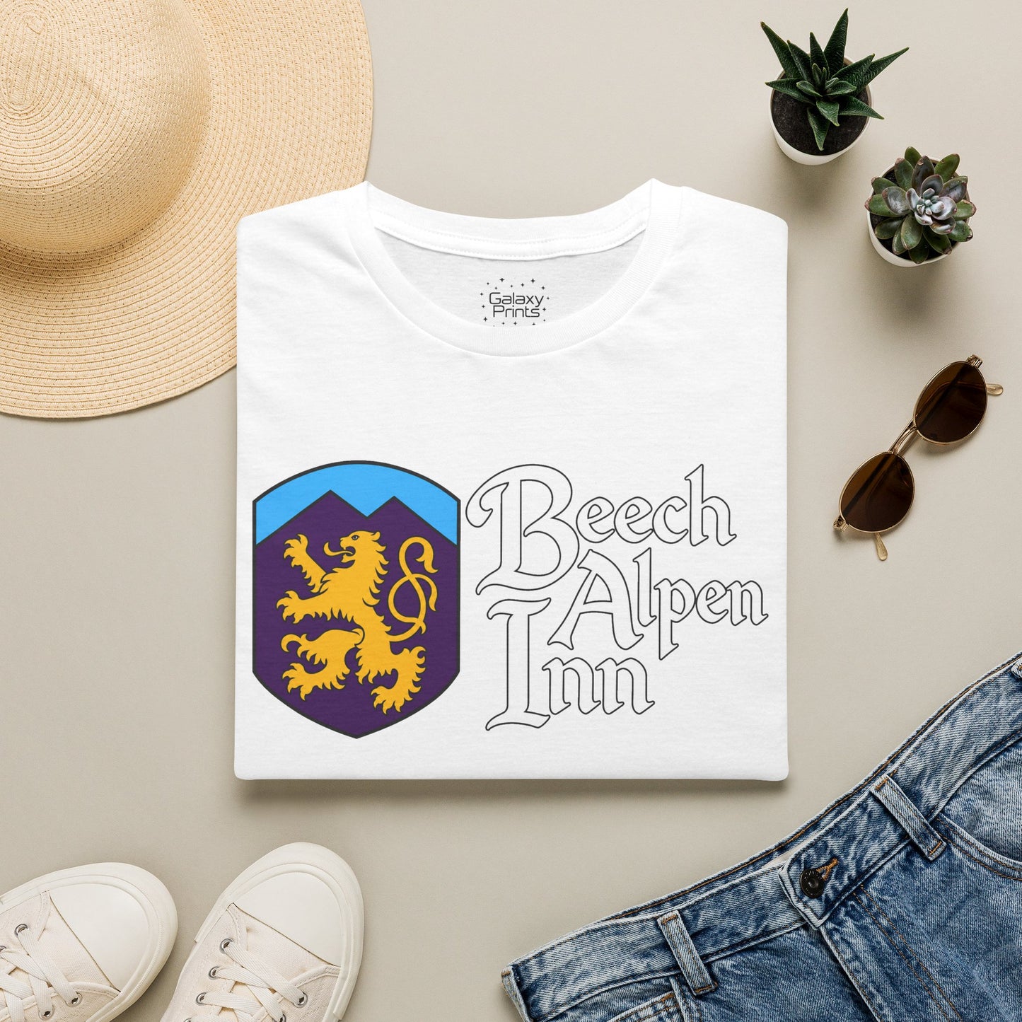 Beech Alpen Inn Crest Tee - (vintage heraldic logo) T-Shirt - Beech Mtn, NC