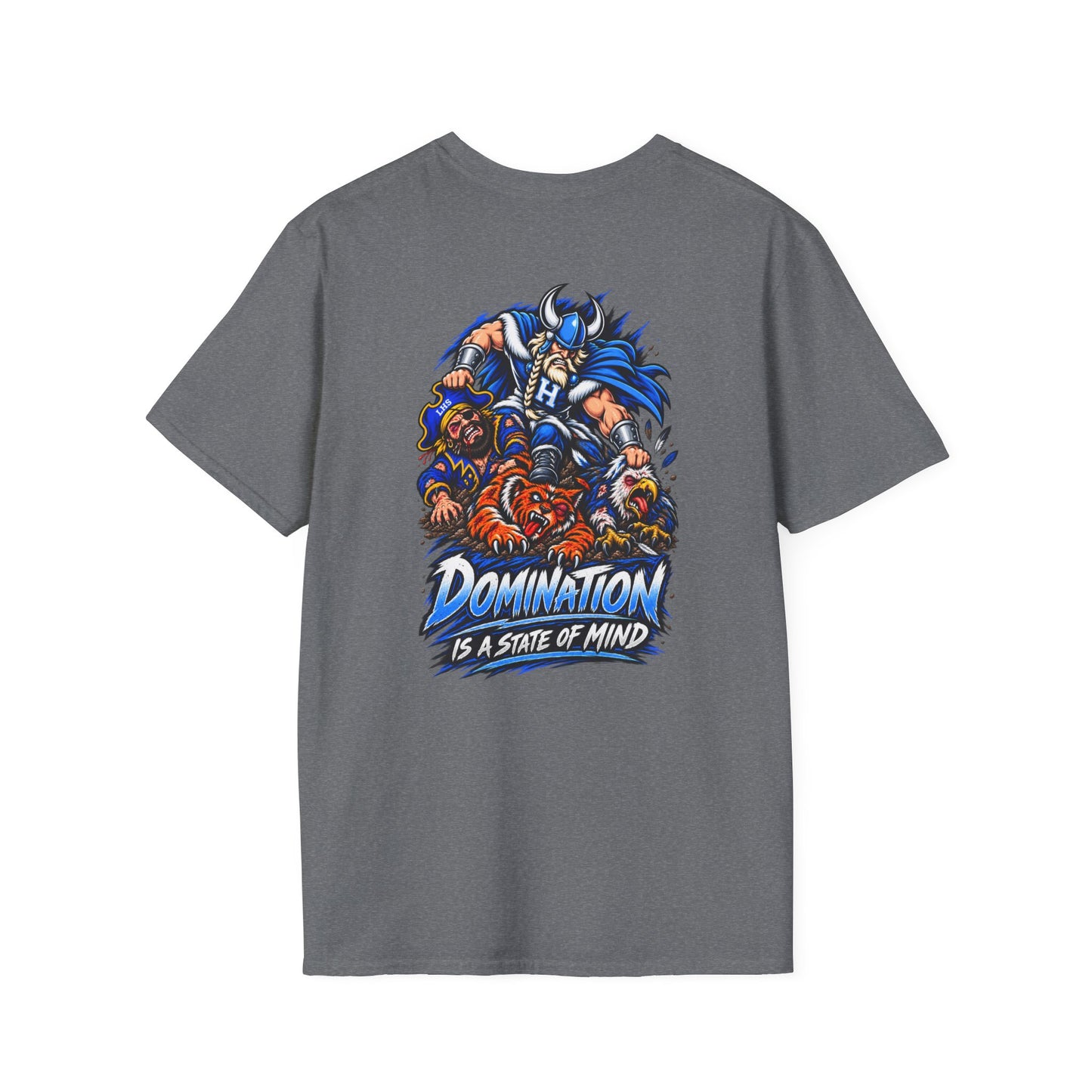 Unisex T-Shirt - Hoggard Vikings Inspired - Hoggard helmet and 'Domination is a State of Mind' - over our rivals