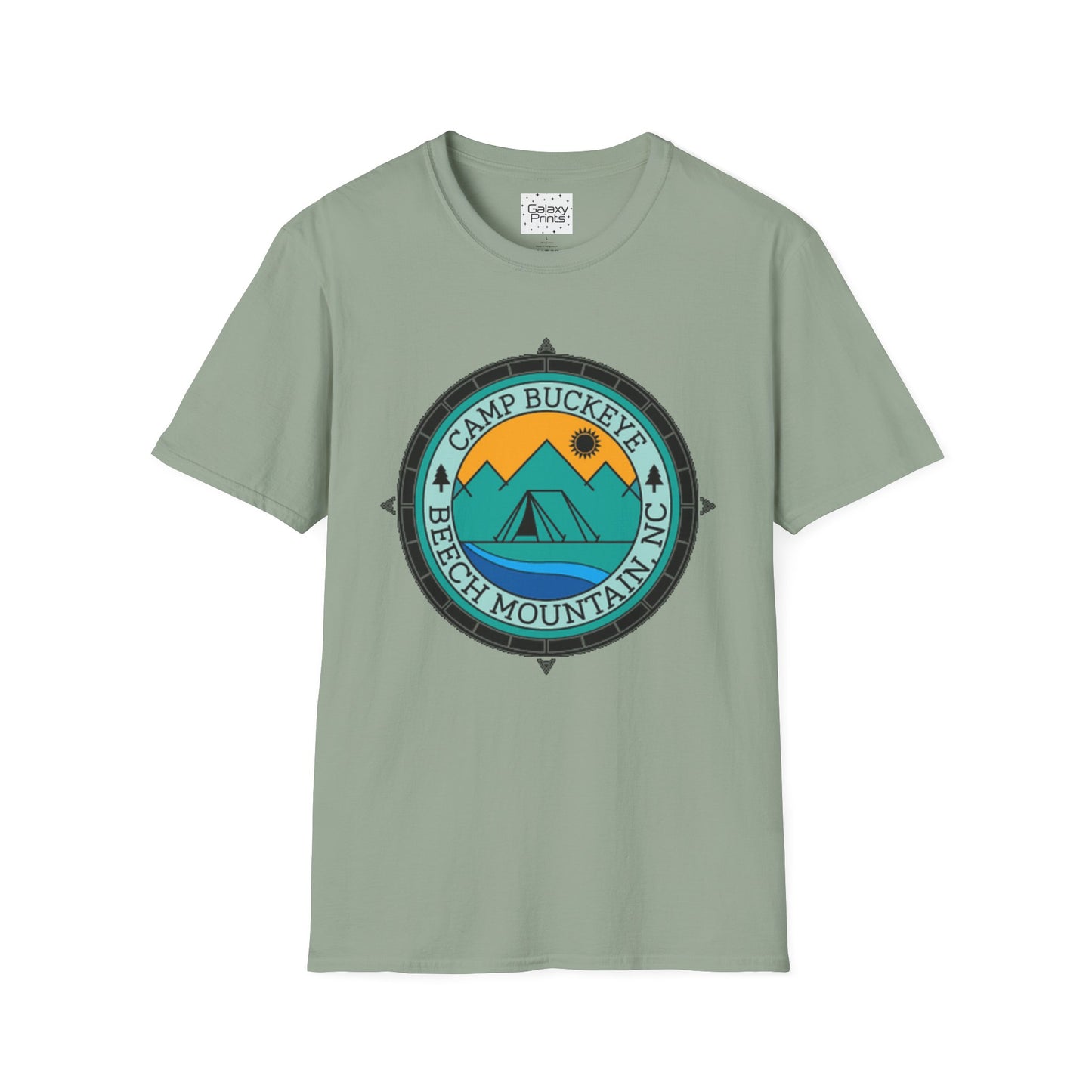 Camp Buckeye Beach Mountains T-Shirt — Vintage Outdoor Camping Badge Tee