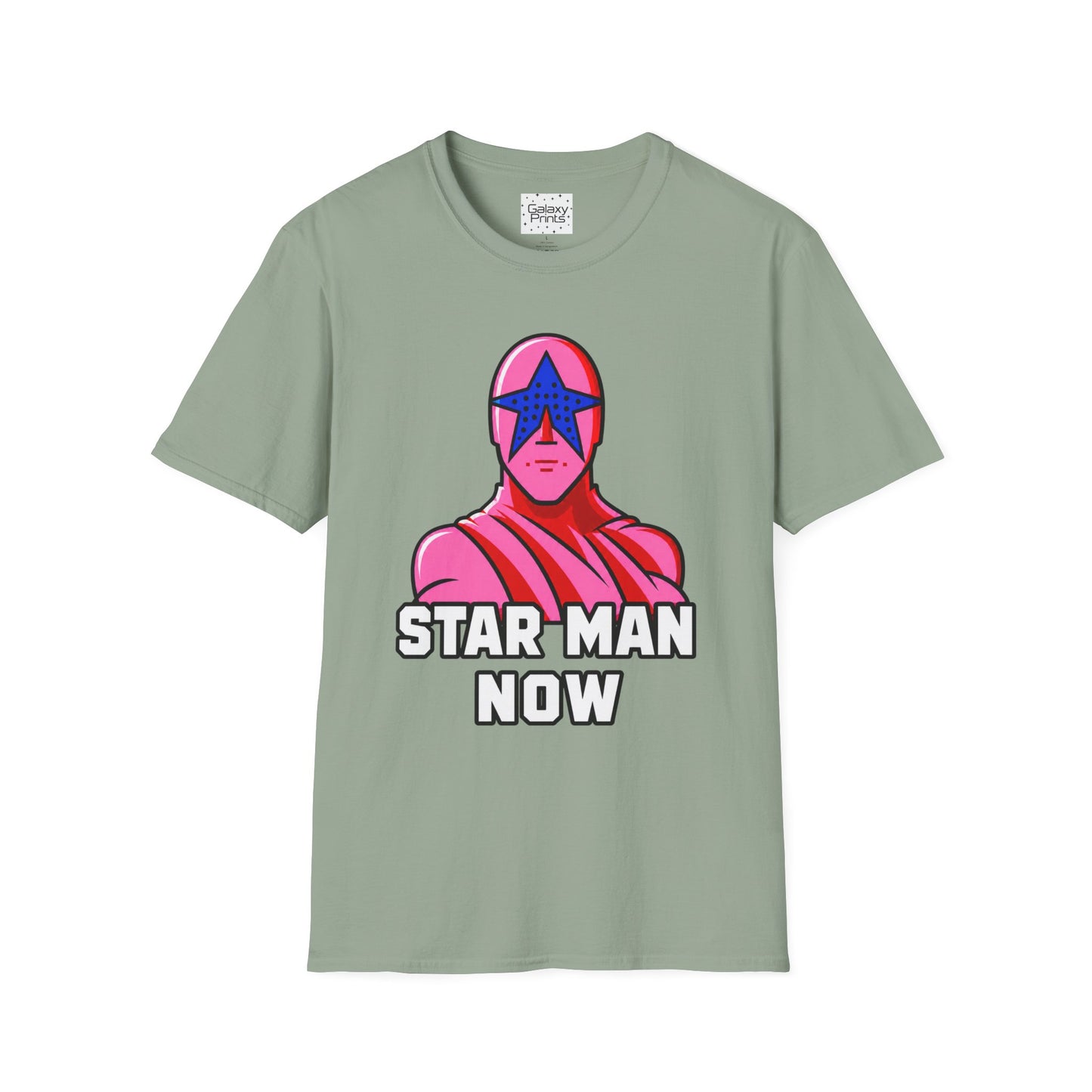 STAR MAN Nin Wrestling video game "NOW" and "THEN" T-Shirt — Retro Pop Hero Graphic Tee - Nin Wrestler STAR MAN video game - Current Culture