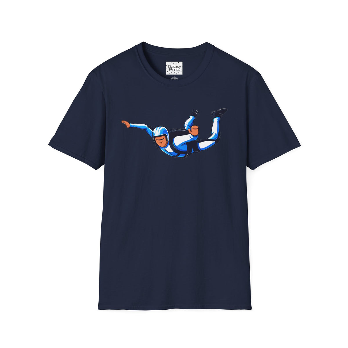 Skydiver Graphic T-Shirt — Blue Wingsuit Freefall Tee - I Survived on the back