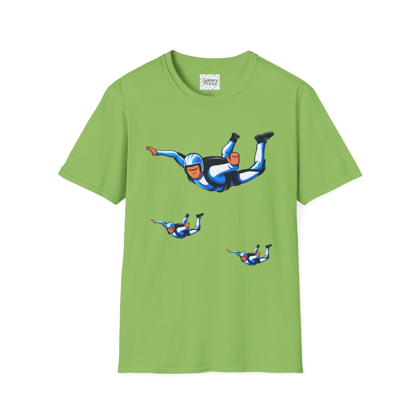 Skydiver Graphic T-Shirt — Blue Freefall Parachute Design